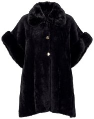 Ulla Popken 853886 Cape i fuskpäls med 3/4-ärm Svart
