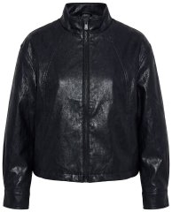 Ulla Popken 854795 Bikerjacka i skinnimitation Svart