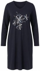 Ulla Popken 856132 Blommigt nattlinne Svart