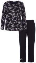 Ulla Popken 856134 Blommig pyjamas Svart