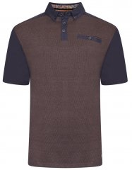 Kam Jeans 5490 Jersey Weave Contrast Polo Navy