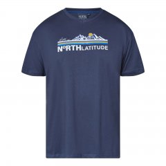 North Latitude Mountain T-Shirt V-Neck Mörkblå