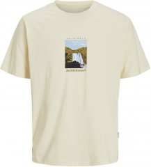 Jack & Jones Split Front Graphic Crew Neck T-Shirt Antique White