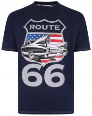Kam Jeans 5353 Route 66 Print T-shirt Indigo