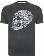 Kam Jeans 5376 Music Skull Print Tee Charcoal