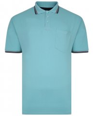 Kam Jeans 5400B Tipped Polo with Pocket Aqua