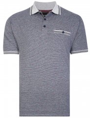 Kam Jeans 5456 Drop Needle Jersey Polo with Dobby Print Grey