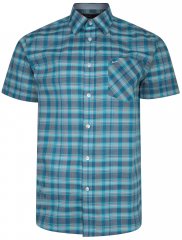 Kam Jeans 6201 Summer Casual Check Shirt Aqua