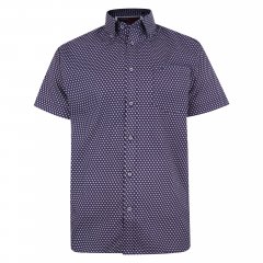 Kam Jeans 6211 SS Dobby Print Shirt Navy