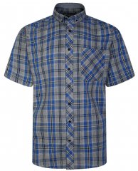 Kam Jeans 6241 SS Check Shirt Blue
