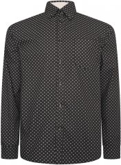 Kam Jeans 6296 Long Sleeve All Over Geo Print Shirt Black