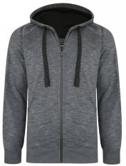 Kam Jeans 7041 Jersey Marl Hoody with Zip Pockets Charcoal