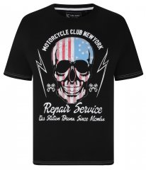Kam Jeans 5733 USA Skull Print T-Shirt Black