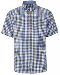 Kam Jeans 6285 Casual SS Check Shirt Blue