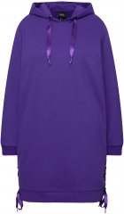 Ulla Popken Longline Lace Up Hoodie Purple