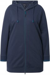 Ulla Popken Contrast Piping Zip-Up Hoodie Navy