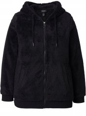 Ulla Popken Teddy Fleece Zip-Up Hoodie Black