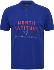 North Latitude Polo Pique Print Short Sleeve Cobalt Blue