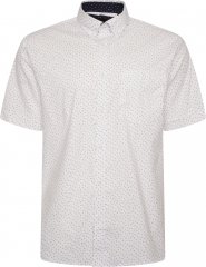 Kam Jeans P037 Dobby Print Stretch Short Sleeve Shirt White