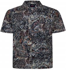 Espionage SH467 Short Sleeve Abstract Print Shirt Dark Green