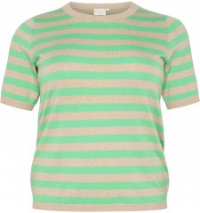 Kaffe Curve Lizzy Randig tröja Fjädergrå melerad/Grön