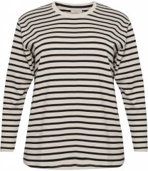 Kaffe Curve Winni Långärmad T-shirt Randig Antikvit / Svart