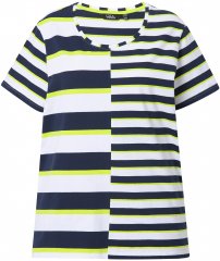 Ulla Popken Mix Stripe Short Sleeve Tee Lime