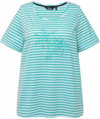 Ulla Popken Palm Tree Embroidered Tee Turquoise Green