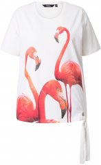 Ulla Popken Flamingo Short Sleeve Graphic Tee Off-White