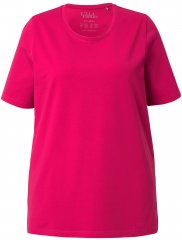 Ulla Popken Essential Round Neck Stretch Tee Dark Raspberry