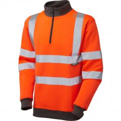 Leo Brynsworthy Ecoviz 1/4 Zip Sweatshirt Hi-Vis Orange