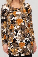 Scandinavian Caramel Flower Petals Tunic Orange and Brown 