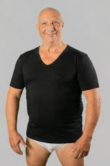 20 Nodi Short Sleeve V-Neck in Combed Cotton Jersey Black