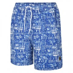 Espionage SW097 Badshorts med Hawaiitryck Kungsblå/Vit