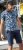 D555 Halifax AOP Hawaiian Print Short Sleeve Polo Blue - T-shirts - Stora T-shirts - 2XL-14XL