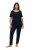Ulla Popken 821244 Prickig pyjamas Mörkblå - Pyjamas/Loungewear - 
