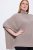Ulla Popken 844996 Ribbstickad merinoponcho med polokrage Ljusbrun - Ponchos & capes - 