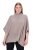Ulla Popken 844996 Ribbstickad merinoponcho med polokrage Ljusbrun - Ponchos & capes - 