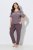 Ulla Popken 850403 Blommig pyjamas Brun - Pyjamas/Loungewear - 