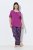 Ulla Popken 850864 Rutigt 3-delat pyjamasset Violett - Pyjamas/Loungewear - 