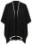 Ulla Popken 851127 Öppen stickponcho med strasskant Svart - Ponchos & capes - 