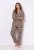 Ulla Popken 852649 Mönstrad pyjamas med skjortkrage Brun - Pyjamas/Loungewear - 