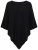 Ulla Popken 855277 Stickponcho med uddkant och båtringning Svart - Ponchos & capes - 