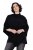 Ulla Popken 855277 Stickponcho med uddkant och båtringning Svart - Ponchos & capes - 