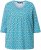 Ulla Popken Flower Print 3/4 Sleeve A-Line Tee Deep Aqua - Tryckta T-shirts för dam i stora storlekar - 