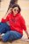 Ulla Popken TRUE Lettering Hoodie Neon Red - Collegetröjor & hoodies - 