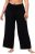 Ulla Popken Wide Leg Smocked Waist Knit Pants Black - Jeans & Byxor i Stora Storlekar – Plus Size - 