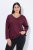 Ulla Popken Back To Basics V-Neck Relaxed Fit Cotton Tee Dark Berry - T-shirts - T-shirts för kvinnor
