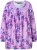 Ulla Popken Allover Printed Pleated Long Sleeve Tee Lavender - Tryckta T-shirts för dam i stora storlekar - 