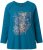 Ulla Popken Inverted Seam Long Sleeve Graphic Tee Teal - Tryckta T-shirts för dam i stora storlekar - 